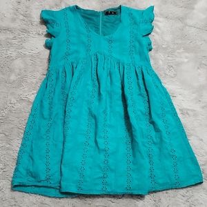 L&B Lucky & Blessed teal eyelet baby doll dress